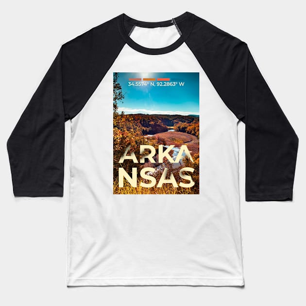 Arkansas Travel Poster Baseball T-Shirt by mardavemardave